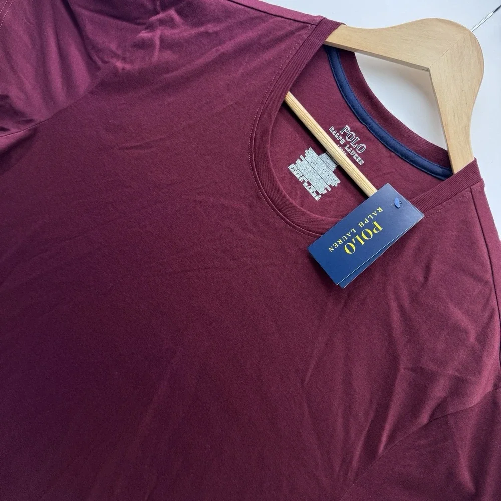 Polo Ralph Lauren Men's Burgundy Maroon Mercerized Cotton T-Shirt Size Large NWT